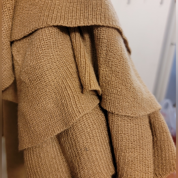 Tan Ruffle Long Sleeve Sweater - Picture 5 of 5